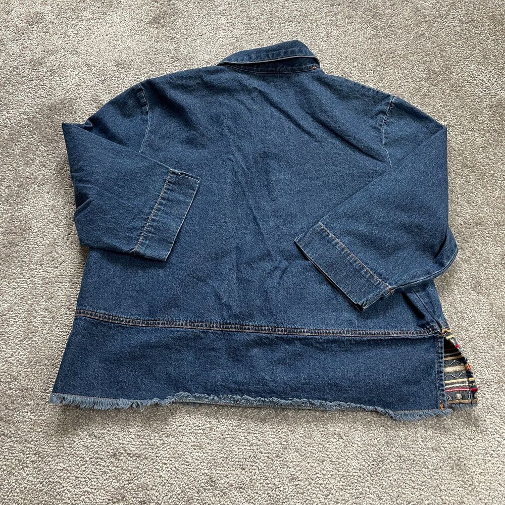 Mountain Lake Denim Jean Jacket Womens Petite Large Button Down Embroidered Boho - Picture 2 of 13